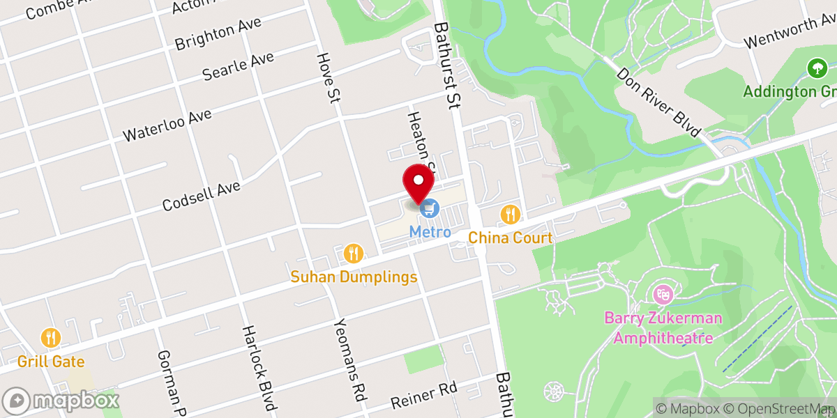 Map showing location of Toronto Bethany Baptist Church