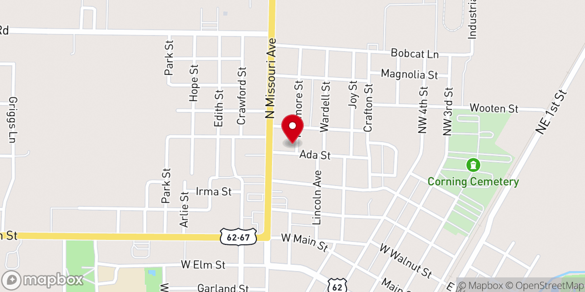Map showing location of First General Baptist Church