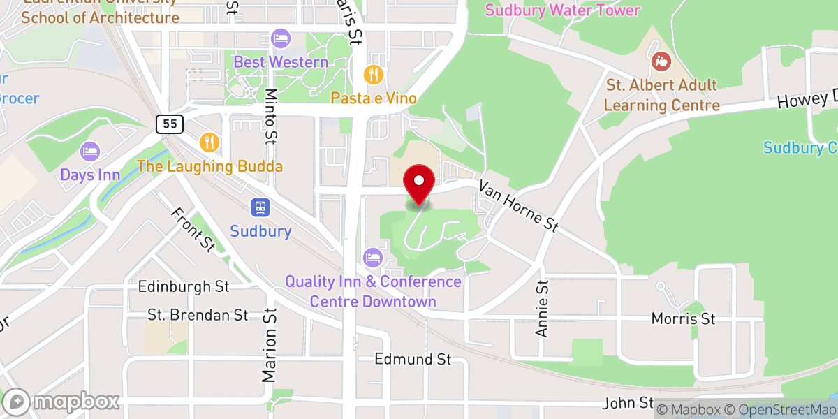 Map showing location of Grotto of Our Lady of Lourdes