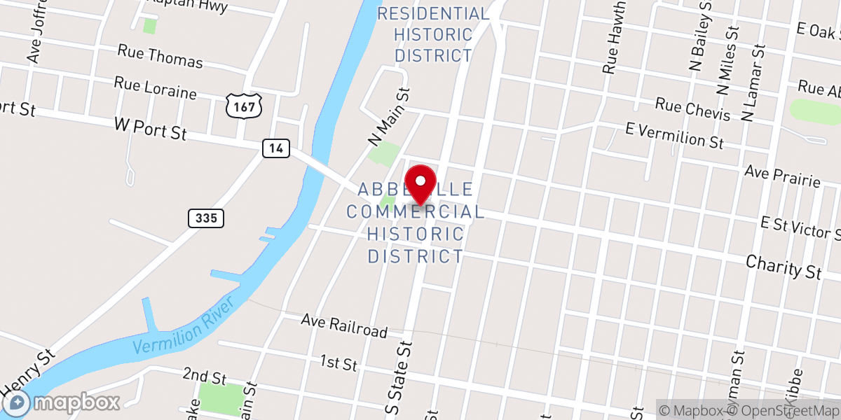 Map showing location of Vermilion Parish Defender Office