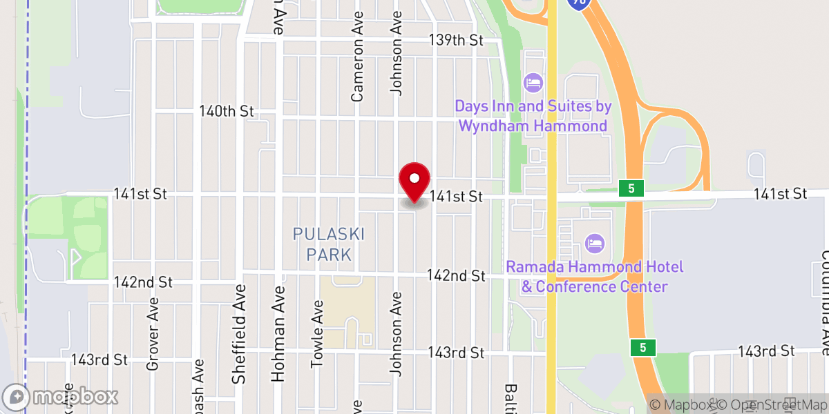 Map showing location of Lighthouse Christian Fellowship of Hammond, Indiana