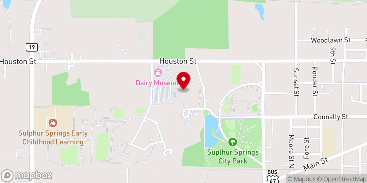 Map showing location of Hopkins County Regional Civic Center