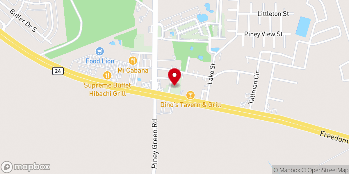 Map showing location of Enon Chapel Baptist Church