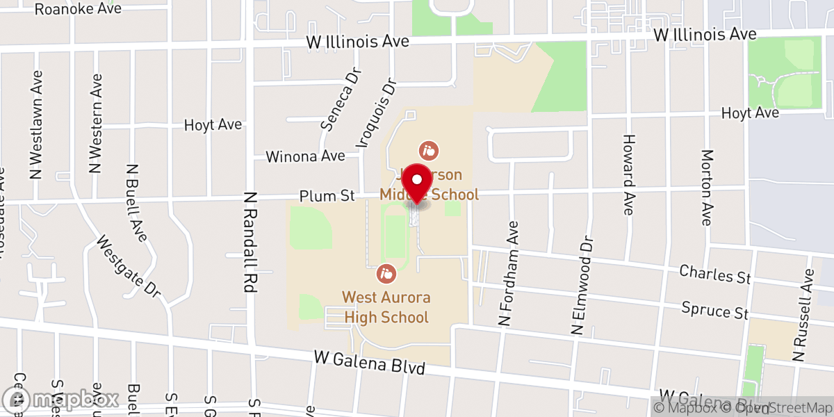 Map showing location of Westminster Presbyterian Church of Aurora