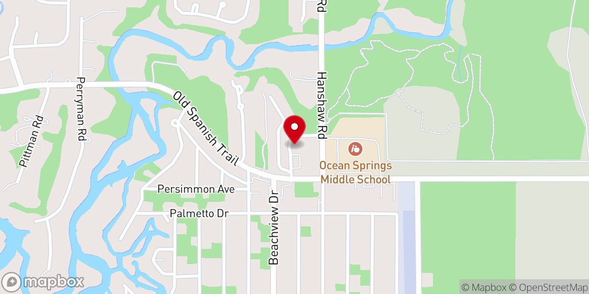 Map showing location of Ocean Springs United Methodist Church