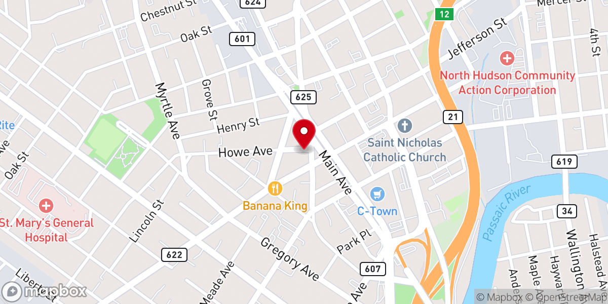Map showing location of Iglesia Pentecostal Unida De Passaic