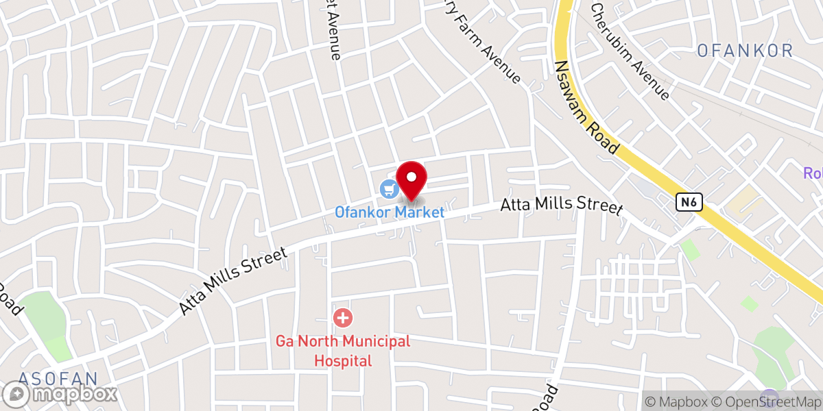 Map showing location of St. Benedict Catholic Church, Ofankor