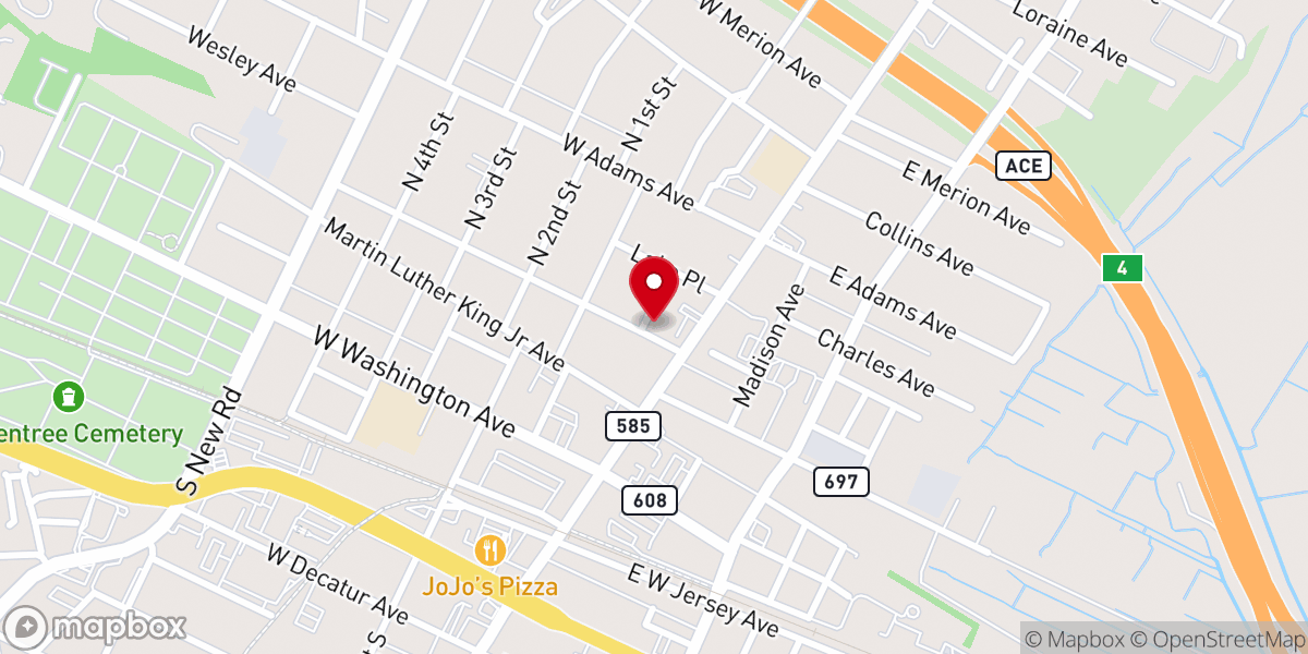 Map showing location of Pleasantville Seashore Seventh-Day Adventist Church