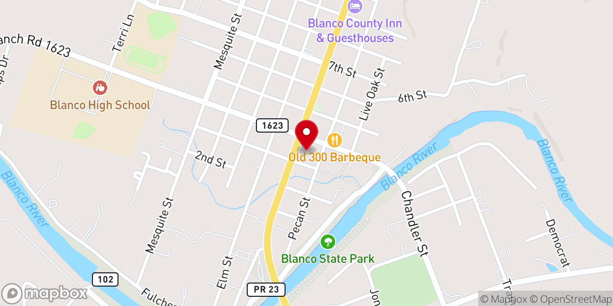 Map showing location of Blanco Chamber of Commerce