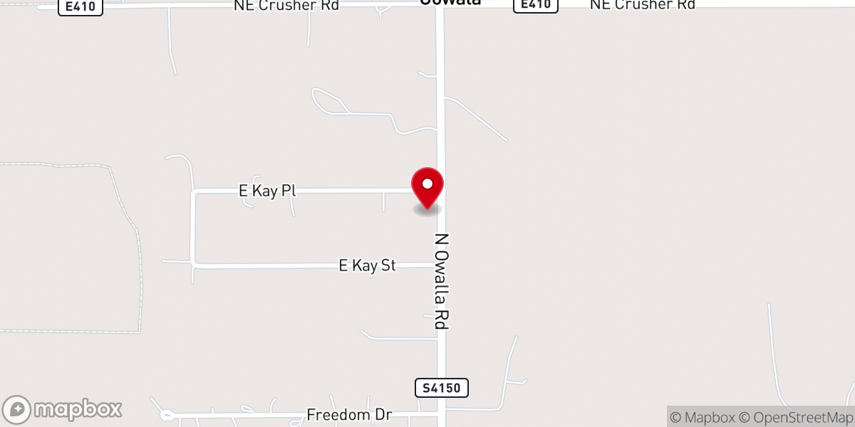 Map showing location of Owalla Road Baptist Church