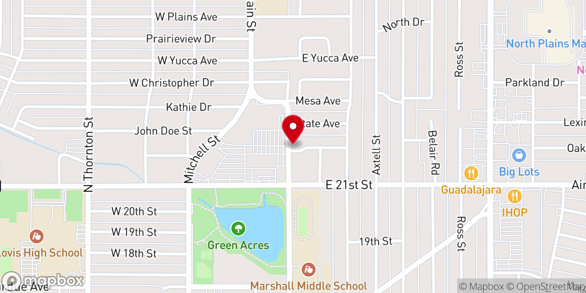 Map showing location of Highland Baptist Church