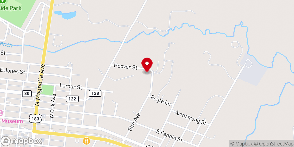 Map showing location of Luling Primitive Baptist Church