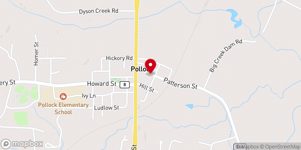 Map showing location of Pollock Police Department