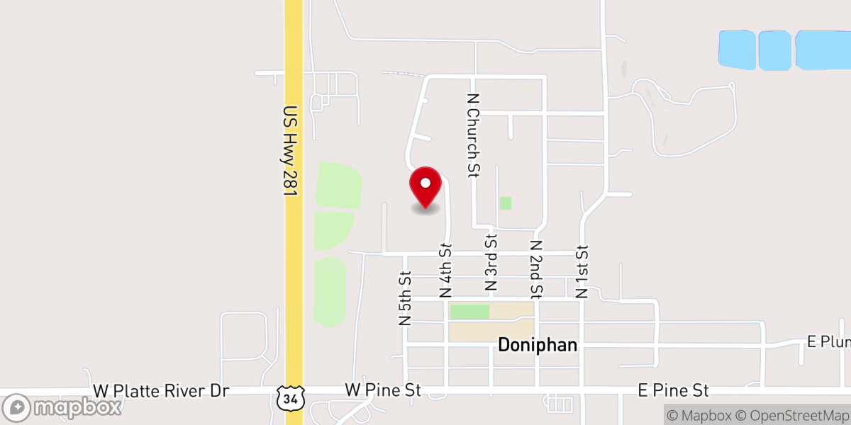 Map showing location of Doniphan United Methodist Church