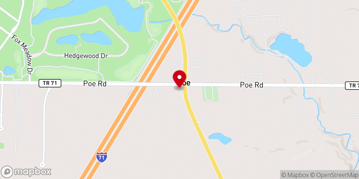 Map showing location of Poe United Methodist Church
