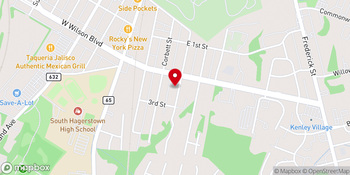 Map showing location of Hagerstown First Church of God