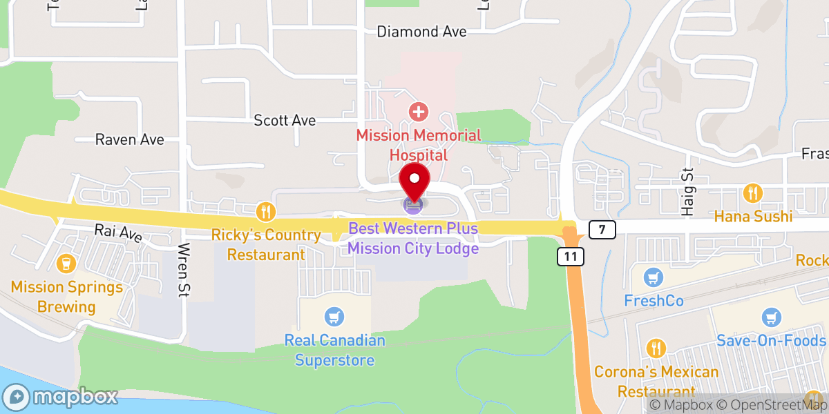 Map showing location of Best Western Plus Mission City Lodge