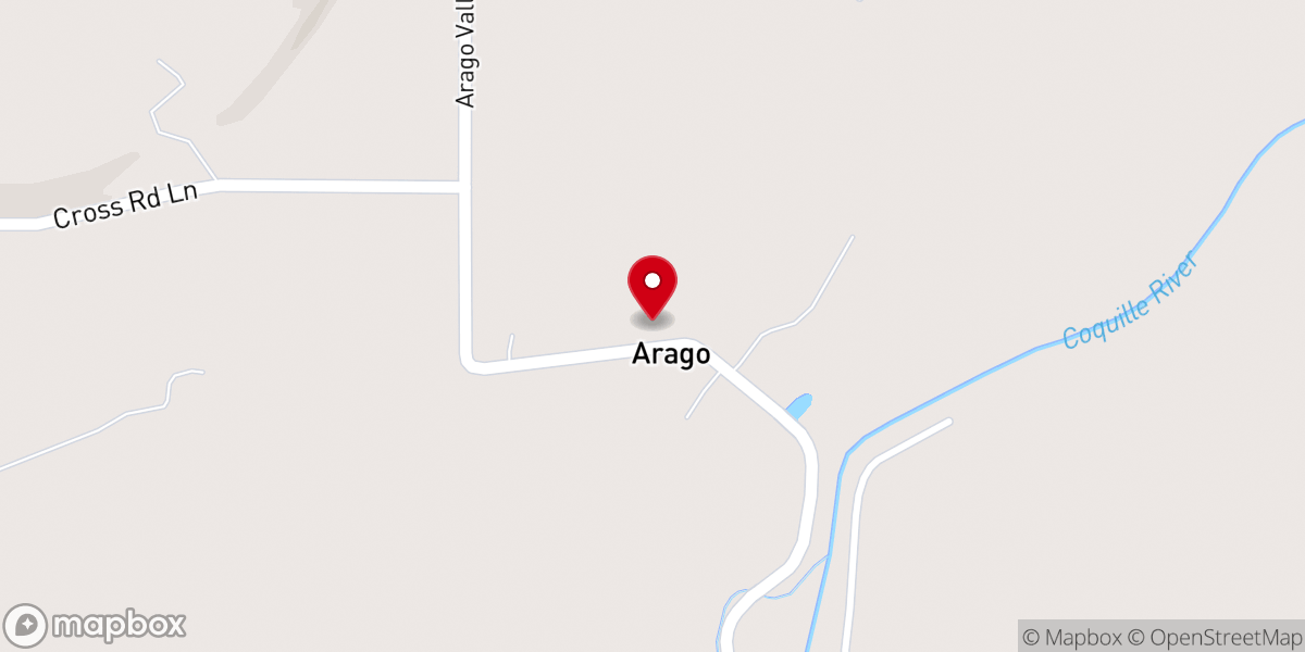 Map showing location of Arago Community Church