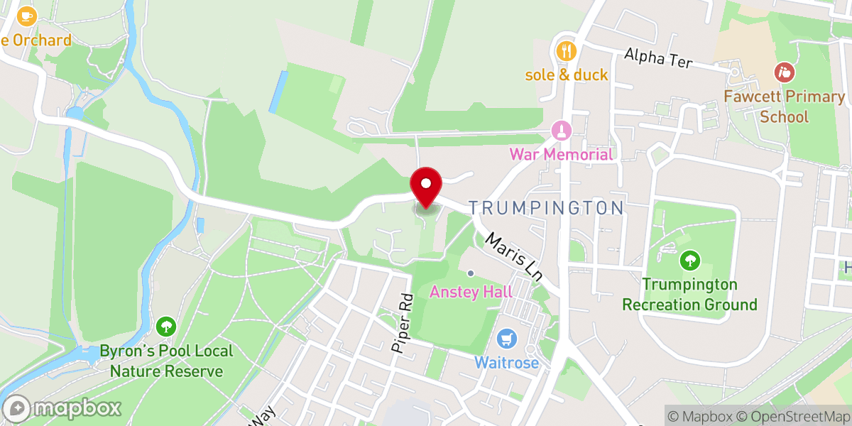 Map showing location of St Mary & St Michael Trumpington