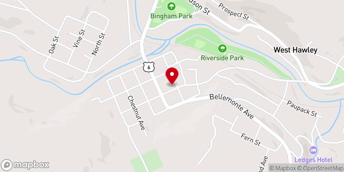 Map showing location of Hawley Legion Home