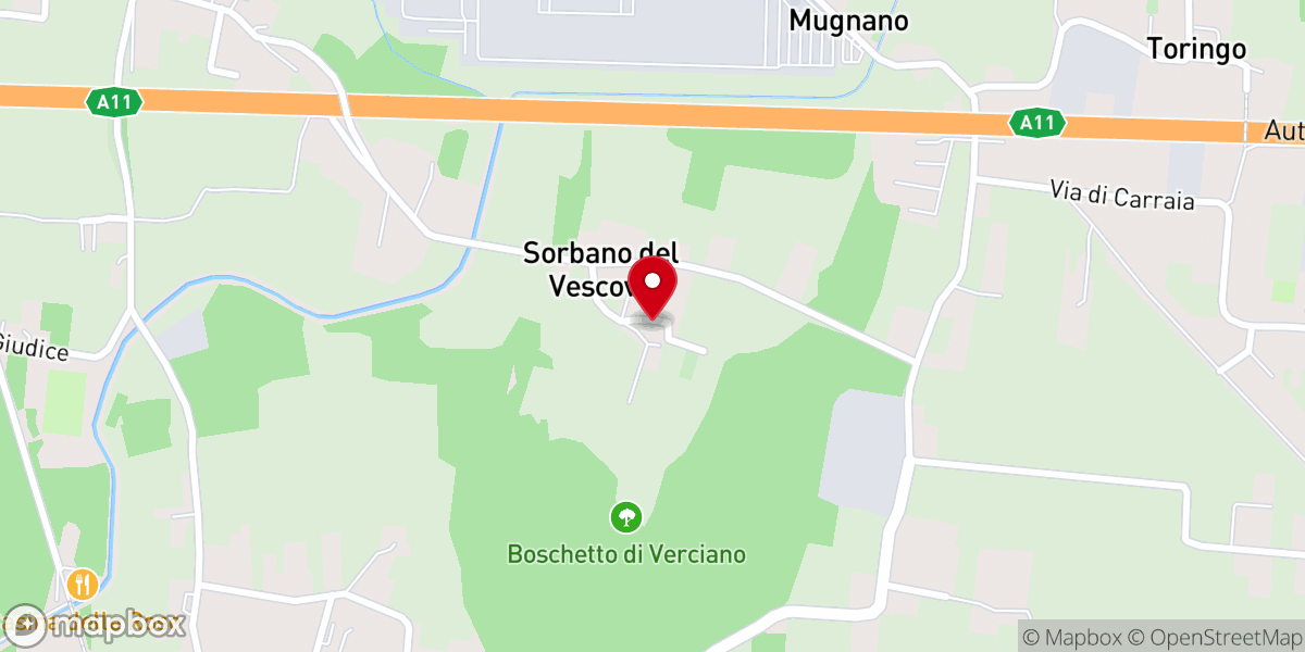 Map showing location of Chiesa di Sorbano del Vescovo S. Lorenzo diacono m.