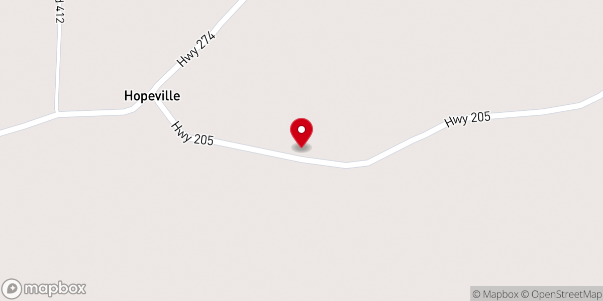 Map showing location of Hopeville Church