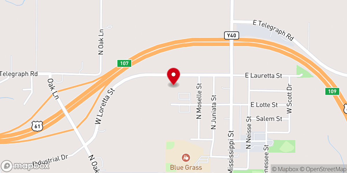 Map showing location of Blue Grass Presbyterian Church