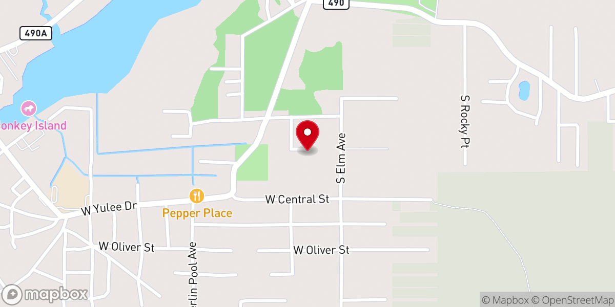 Map showing location of Greater Life Church