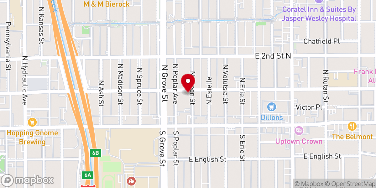 Map showing location of Wichita Community Baptist Church
