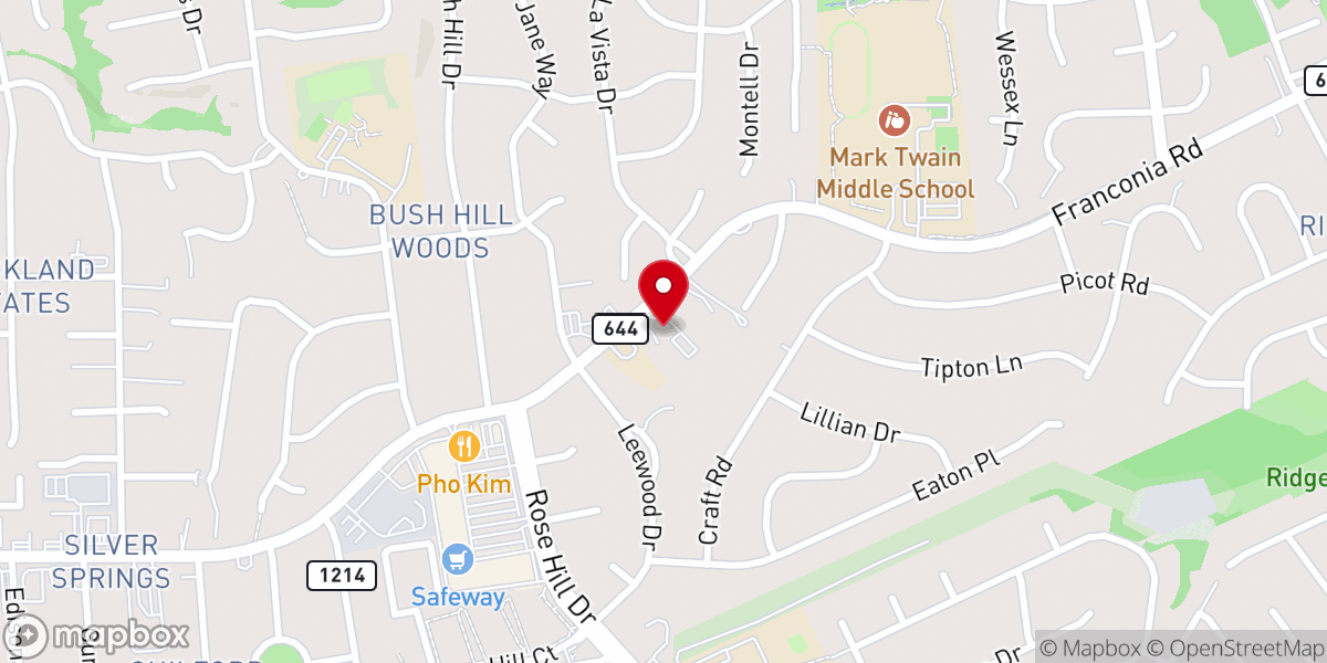 Map showing location of Rose Hill Baptist Church