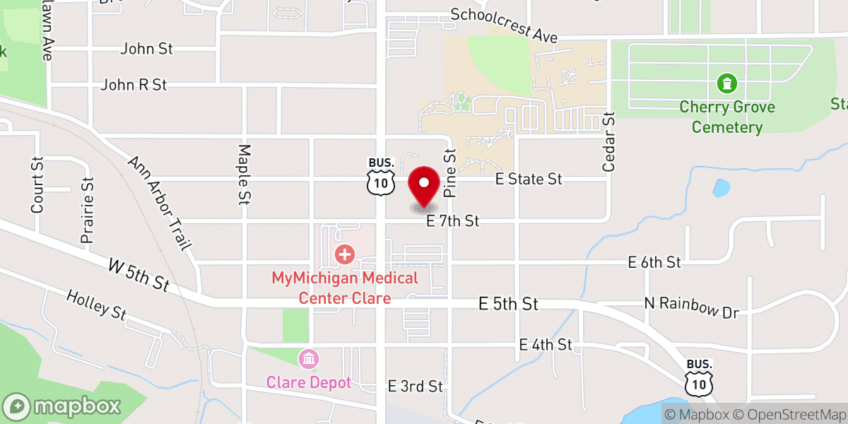 Map showing location of Clare United Methodist Child