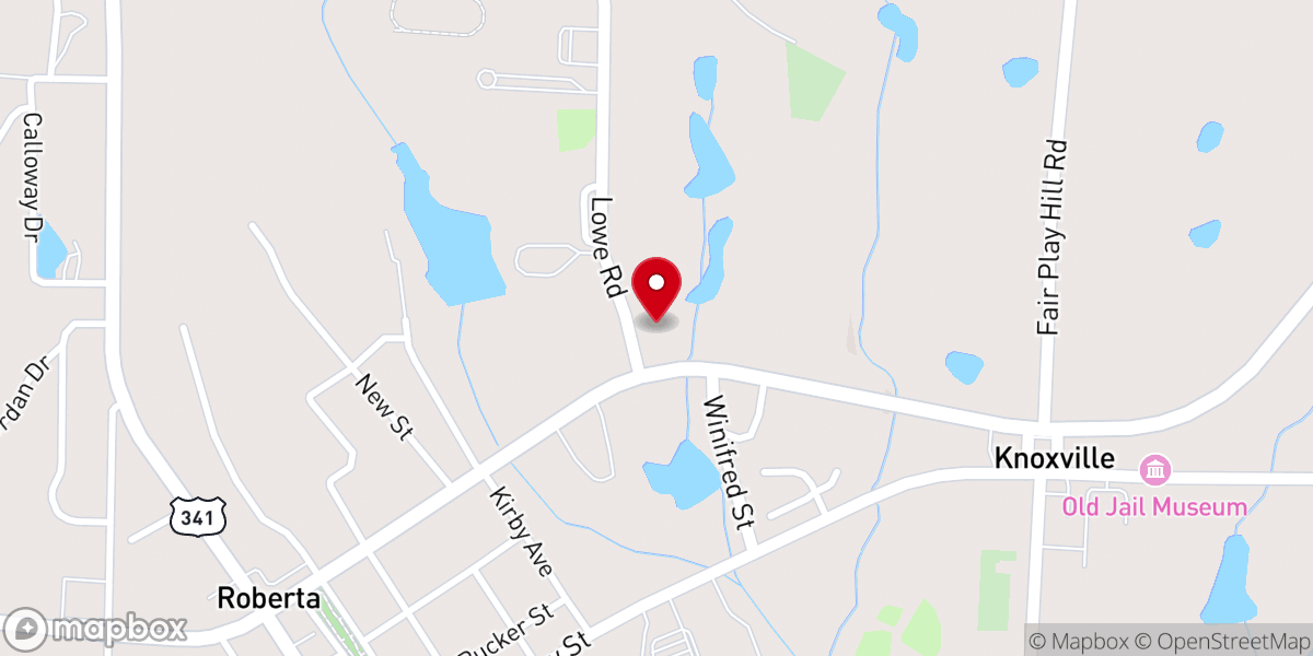 Map showing location of Roberta Evangelical Church