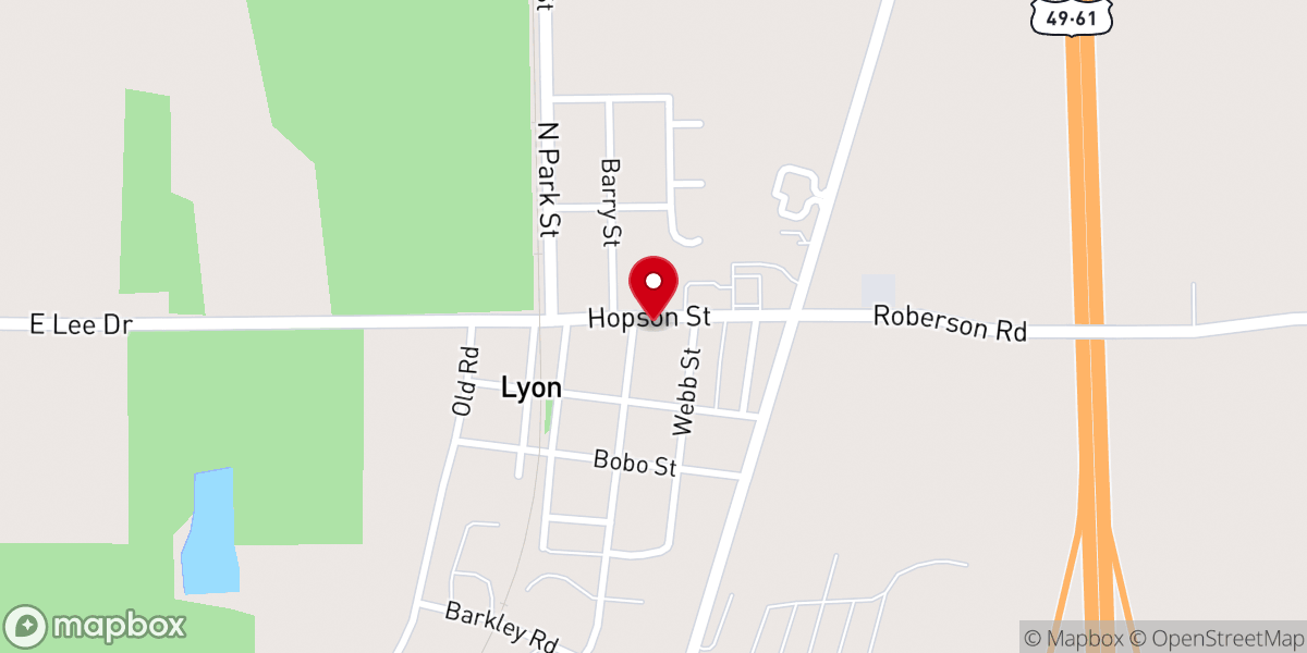 Map showing location of Liberty Baptist Church