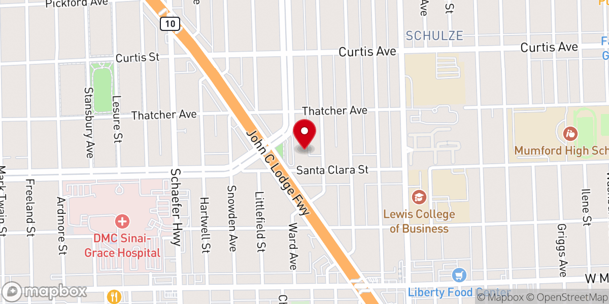 Map showing location of Outer Drive Faith Lutheran Church