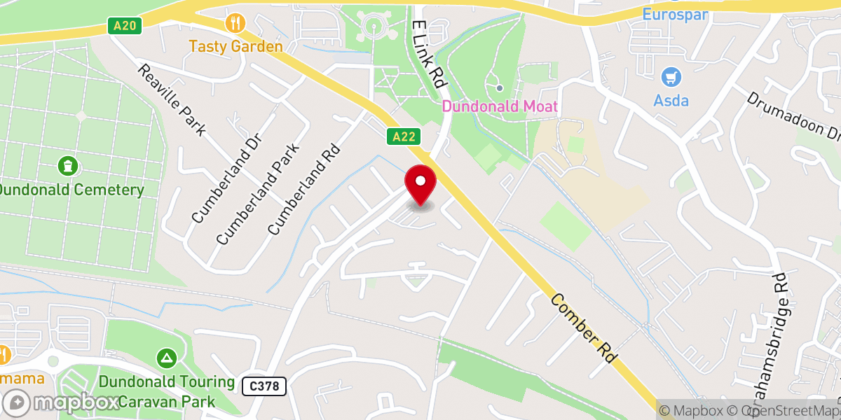 Map showing location of Dundonald Elim Pentecostal Church