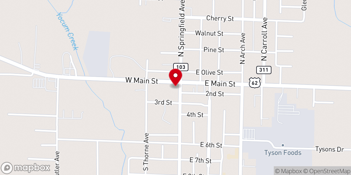 Map showing location of Green Forest United Methodist