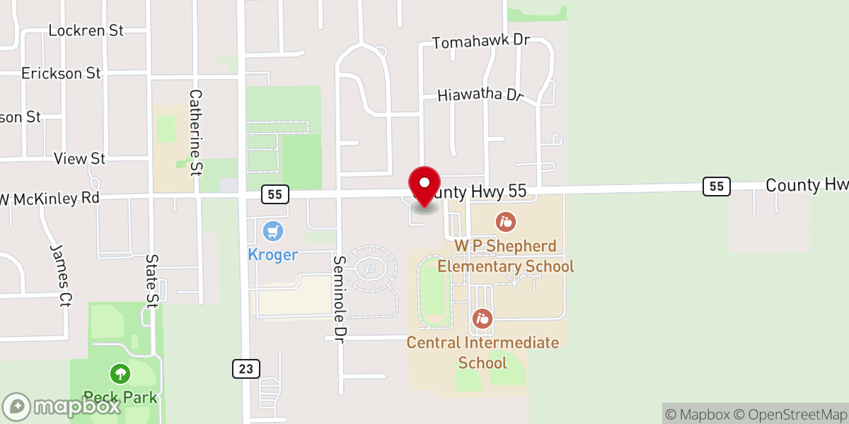 Map showing location of Grace Baptist Church