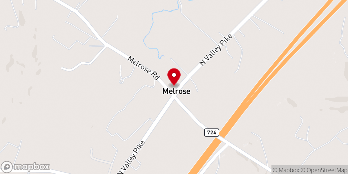 Map showing location of Melrose Church