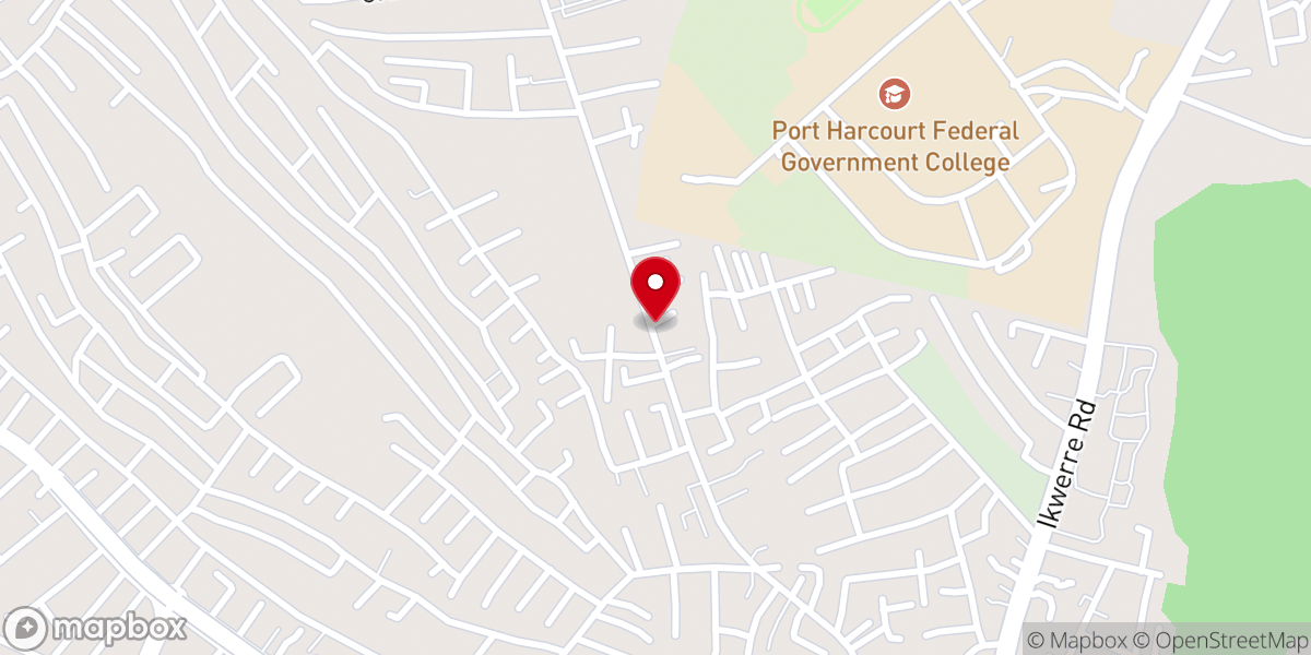Map showing location of Winners Chapel Obi Wali Road