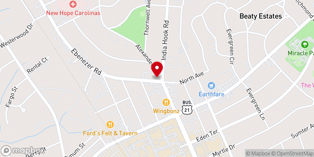 Map showing location of Oakland Baptist Church