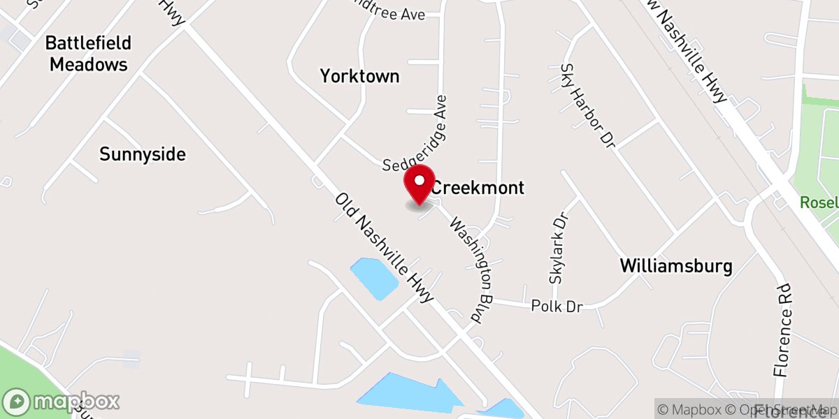 Map showing location of Creekmont General Baptist Church