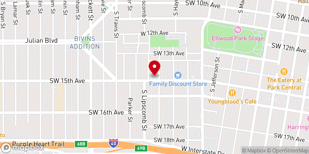 Map showing location of Amarillo Emmanuel Revival Church