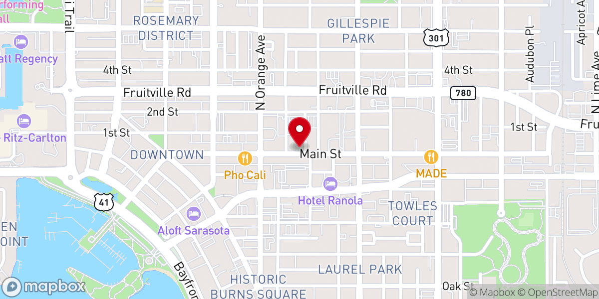 Map showing location of First Sarasota: The Downtown Baptist Church