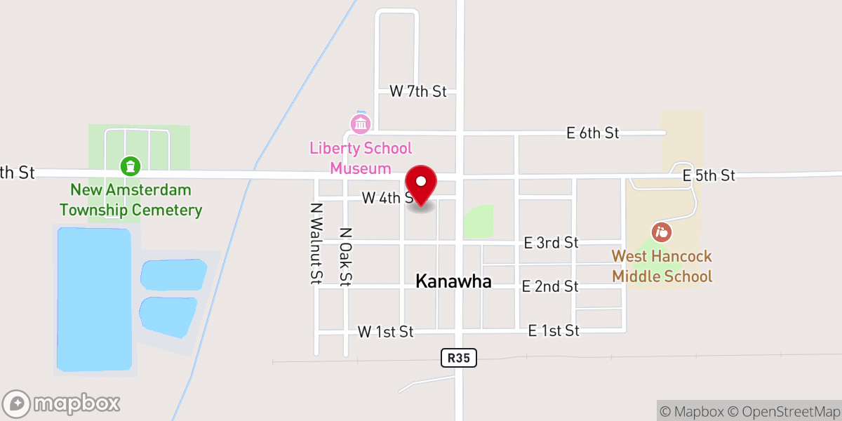 Map showing location of Kanawha Lutheran Church Basement