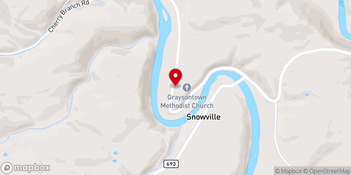 Map showing location of Graysontown Methodist Church