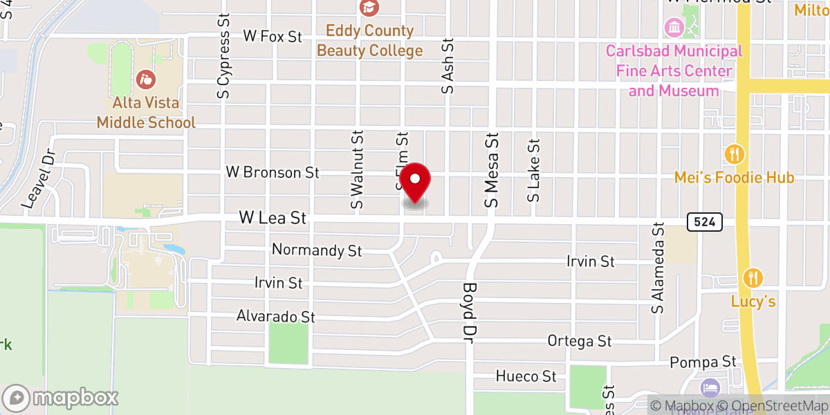Map showing location of United Pentecostal Parsonage