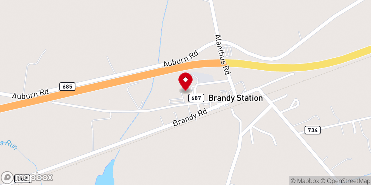 Map showing location of Brandy Station Volunteer Fire Station