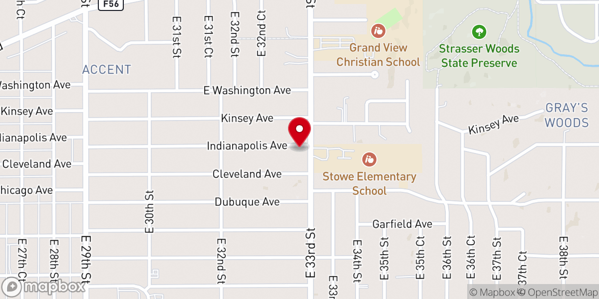 Map showing location of Unity Lutheran Church