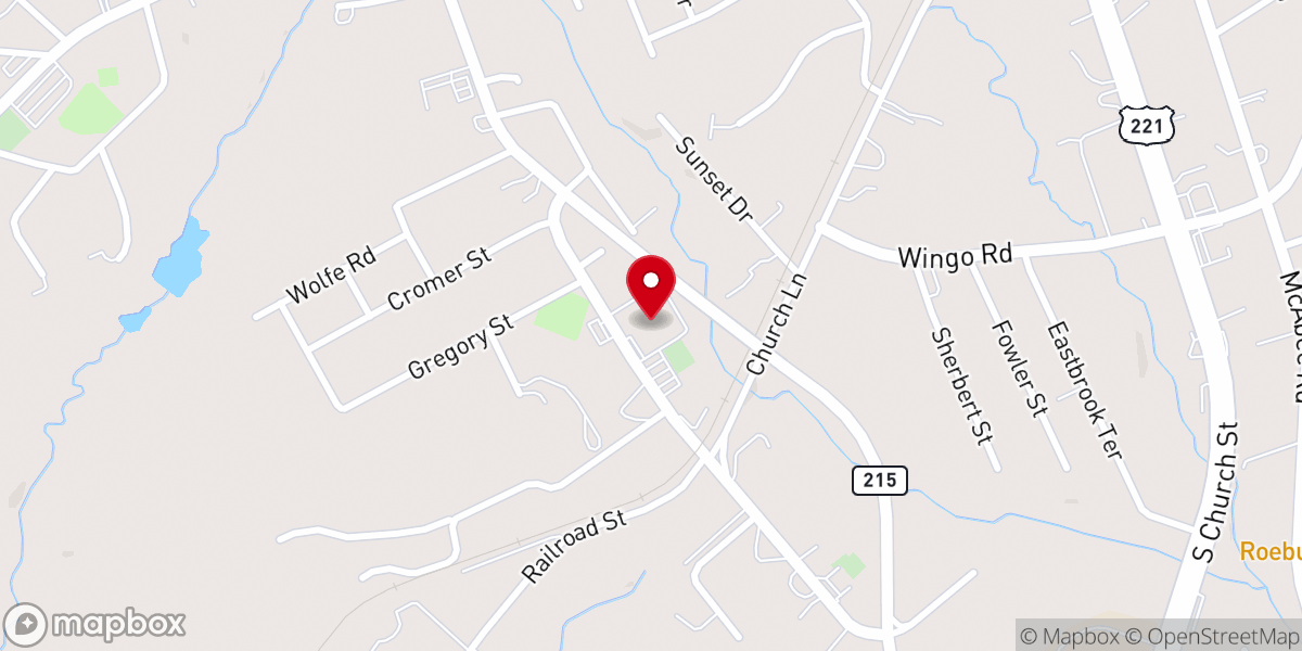 Map showing location of Roebuck Baptist Church