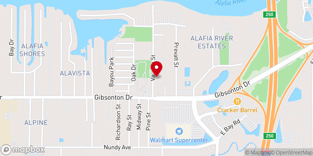 Map showing location of Vaughn Street Bible Church